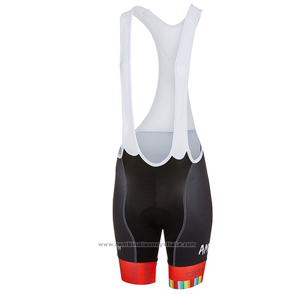 2017 Maillot Cyclisme Femme Castelli Maratona Rouge et Blanc Manches Courtes et Cuissard