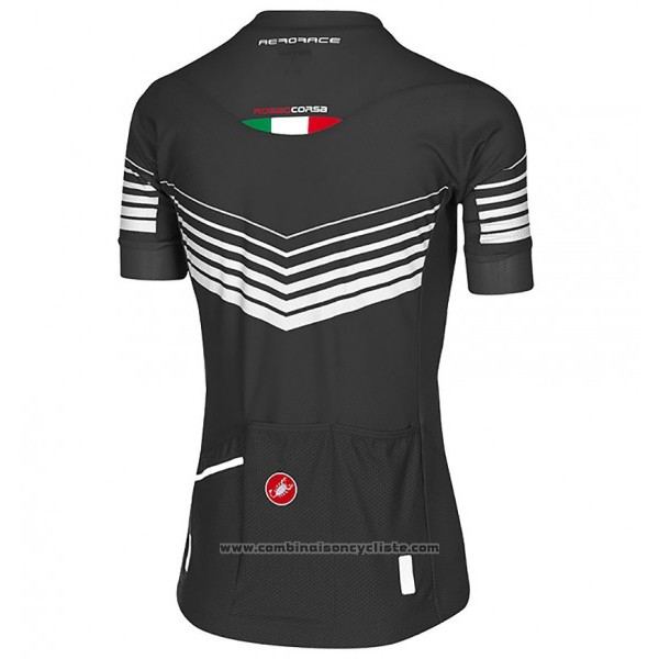 2017 Maillot Cyclisme Femme Castelli Noir et Blanc Manches Courtes et Cuissard