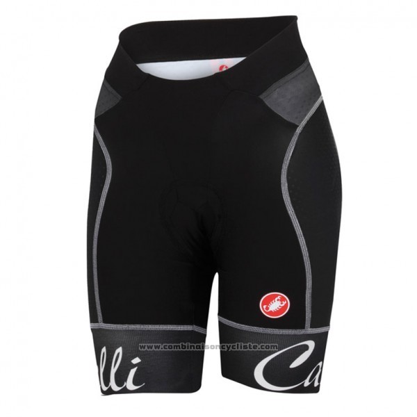 2017 Maillot Cyclisme Femme Castelli Noir et Blanc Manches Courtes et Cuissard