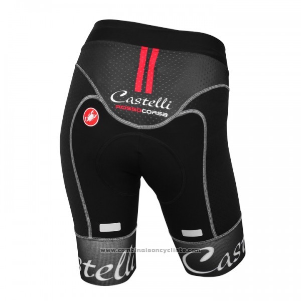 2017 Maillot Cyclisme Femme Castelli Noir et Blanc Manches Courtes et Cuissard