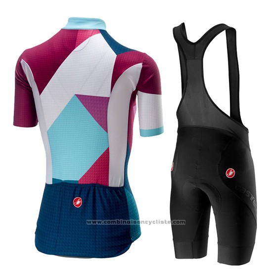 2019 Maillot Cyclisme Femme Castelli Ventata Rouge Vert Manches Courtes et Cuissard