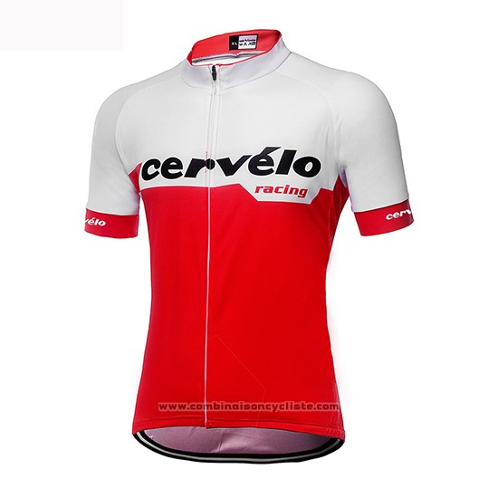 2019 Maillot Cyclisme Femme Cervelo Blanc Rouge Manches Courtes et Cuissard