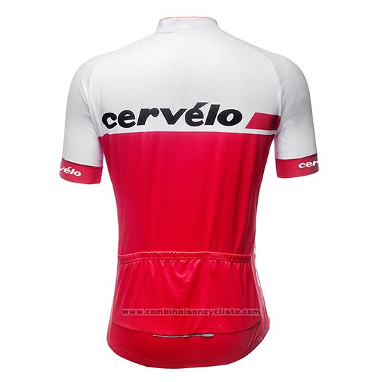 2019 Maillot Cyclisme Femme Cervelo Blanc Rouge Manches Courtes et Cuissard