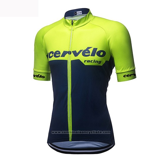 2019 Maillot Cyclisme Femme Cervelo Vert Noir Manches Courtes et Cuissard