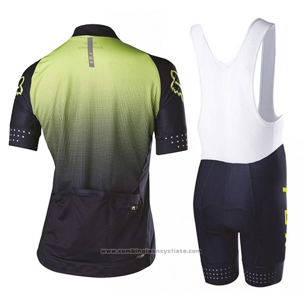 2017 Maillot Cyclisme Femme Fox Noir et Vert Manches Courtes et Cuissard
