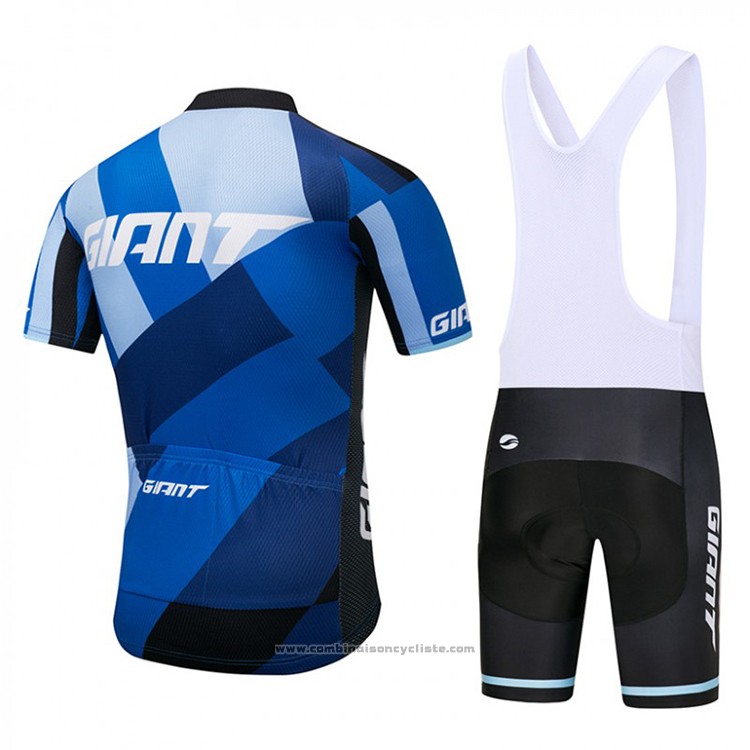 2018 Maillot Cyclisme Giant Bleu et Noir Manches Courtes et Cuissard