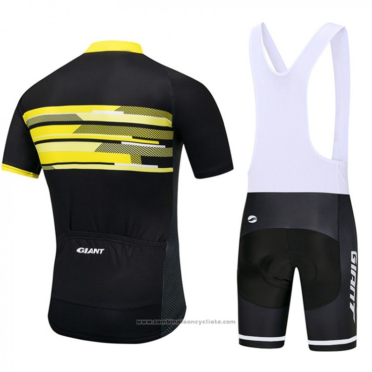 2018 Maillot Cyclisme Giant Noir et Jaune Manches Courtes et Cuissard