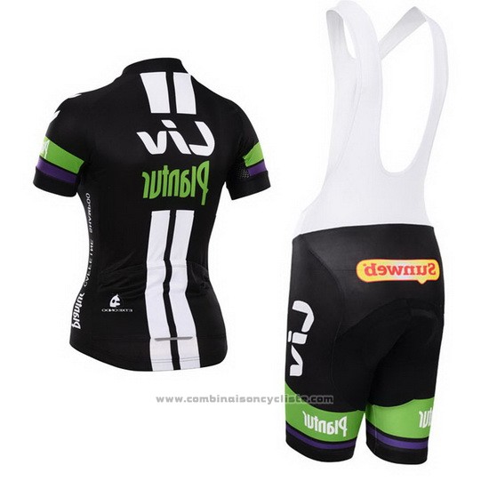 2015 Maillot Cyclisme Femme Liv Blanc et Noir Manches Courtes et Cuissard