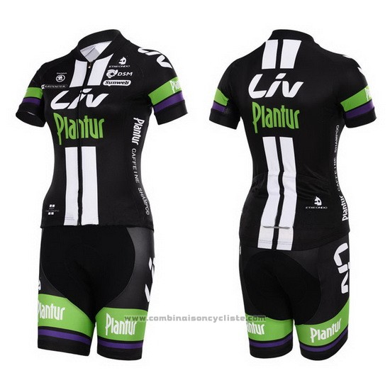 2015 Maillot Cyclisme Femme Liv Blanc et Noir Manches Courtes et Cuissard