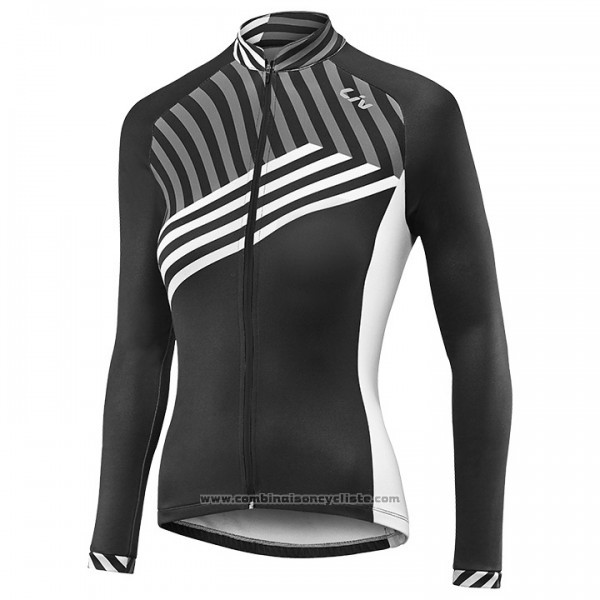 2017 Maillot Cyclisme Femme Liv Noir et Blanc Manches Longues et Cuissard