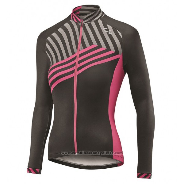 2017 Maillot Cyclisme Femme Liv Noir et Rouge Manches Longues et Cuissard