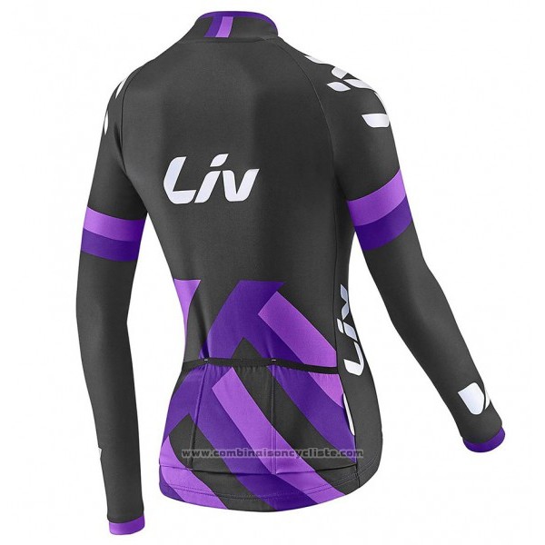 2017 Maillot Cyclisme Femme Liv Noir et Violet Manches Longues et Cuissard