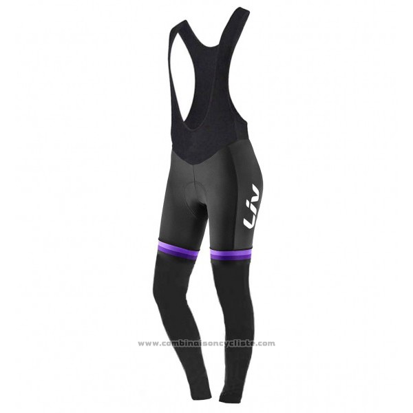 2017 Maillot Cyclisme Femme Liv Noir et Violet Manches Longues et Cuissard
