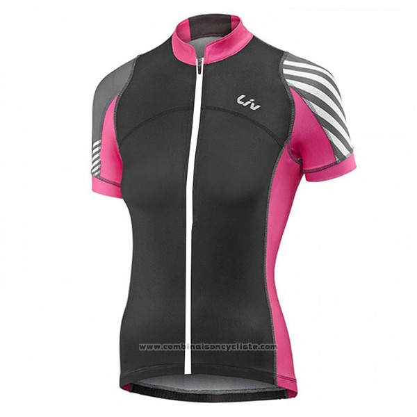 2017 Maillot Cyclisme Femme Liv Pro Noir et Rouge Manches Courtes et Cuissard