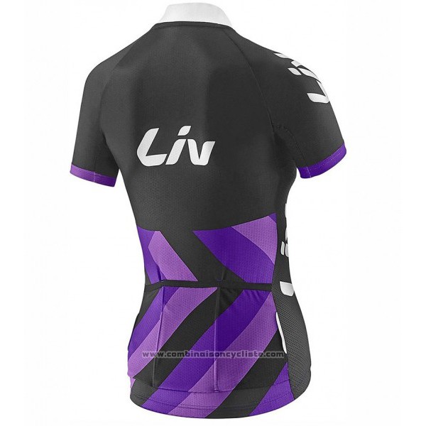 2017 Maillot Cyclisme Femme Liv Race Day Noir et Violet Manches Courtes et Cuissard