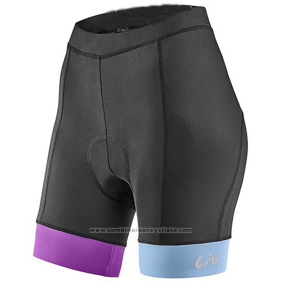 2019 Maillot Cyclisme Femme Liv Blanc Bleu Manches Courtes et Cuissard