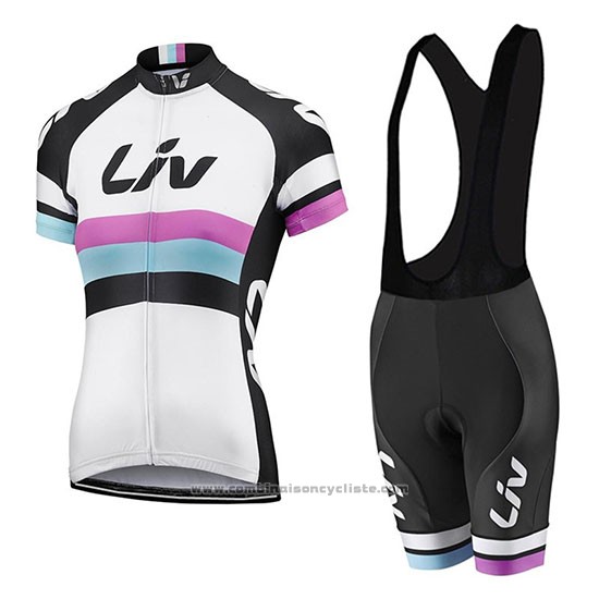 2019 Maillot Cyclisme Femme Liv Blanc Noir Manches Courtes et Cuissard