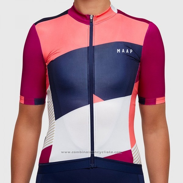 2017 Maillot Cyclisme Femme Maap Blanc et Rose Manches Courtes et Cuissard