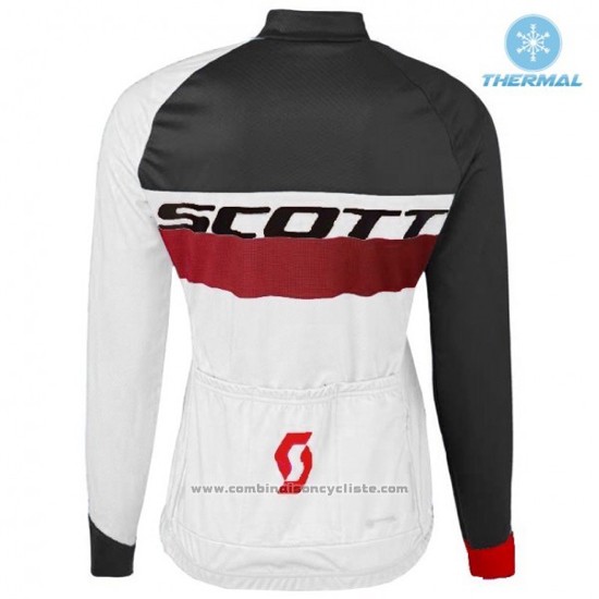 2016 Maillot Cyclisme Femme Scott Blanc et Noir Manches Longues et Cuissard