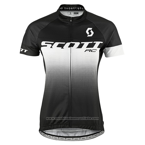 2016 Maillot Cyclisme Femme Scott Noir et Blanc Manches Courtes et Cuissard