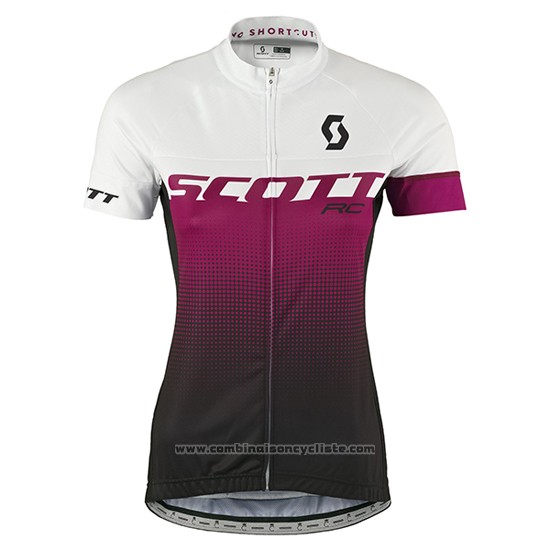 2016 Maillot Cyclisme Femme Scott Rouge et Blanc Manches Courtes et Cuissard