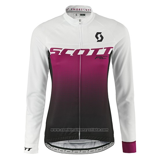 2016 Maillot Cyclisme Femme Scott Rouge et Blanc Manches Longues et Cuissard