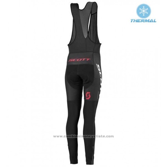 2016 Maillot Cyclisme Femme Scott Rouge et Noir Manches Longues et Cuissard