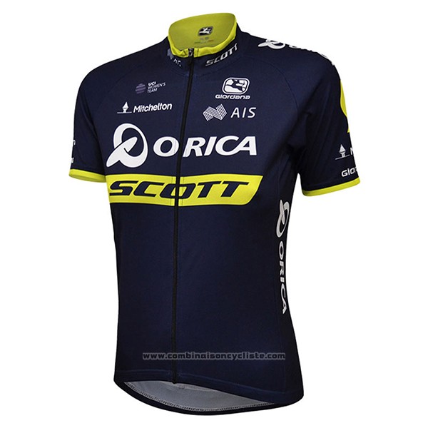 2017 Maillot Cyclisme Femme Scott Noir et Jaune Manches Courtes et Cuissard
