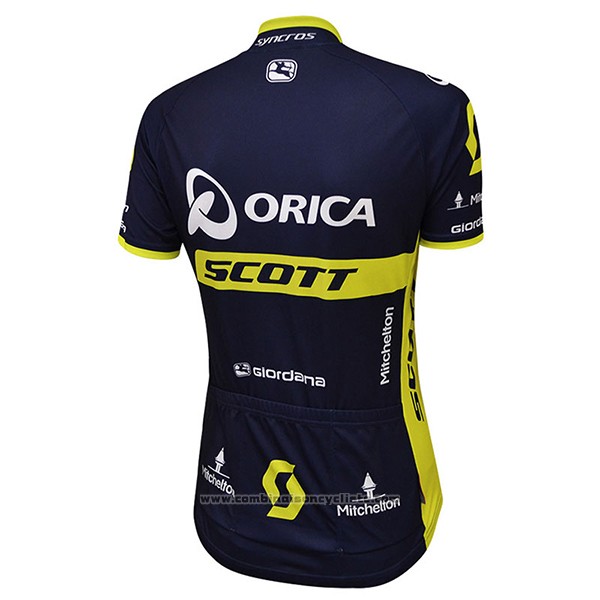 2017 Maillot Cyclisme Femme Scott Noir et Jaune Manches Courtes et Cuissard