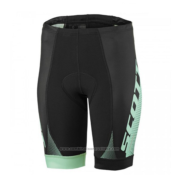 2017 Maillot Cyclisme Femme Scott Noir et Vert Manches Courtes et Cuissard