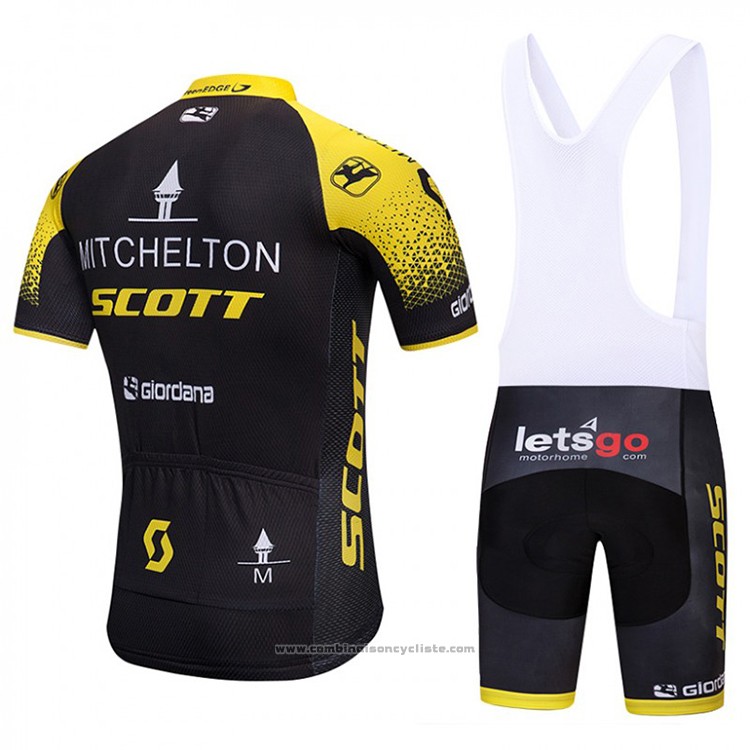 2018 Maillot Cyclisme Scott Jaune et Noir Manches Courtes et Cuissard