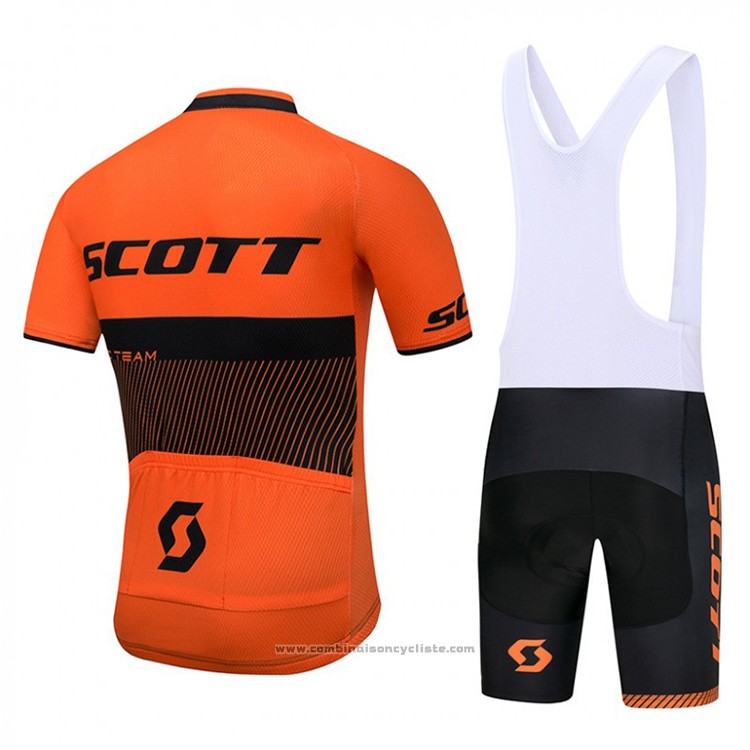 2018 Maillot Cyclisme Scott Orange et Noir Manches Courtes et Cuissard