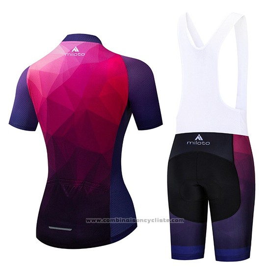 2019 Maillot Cyclisme Femme Miloto Violet Rose Manches Courtes et Cuissard