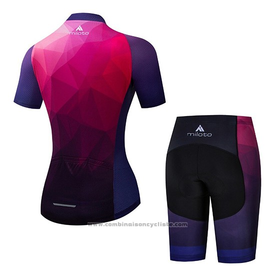 2019 Maillot Cyclisme Femme Miloto Violet Rose Manches Courtes et Cuissard