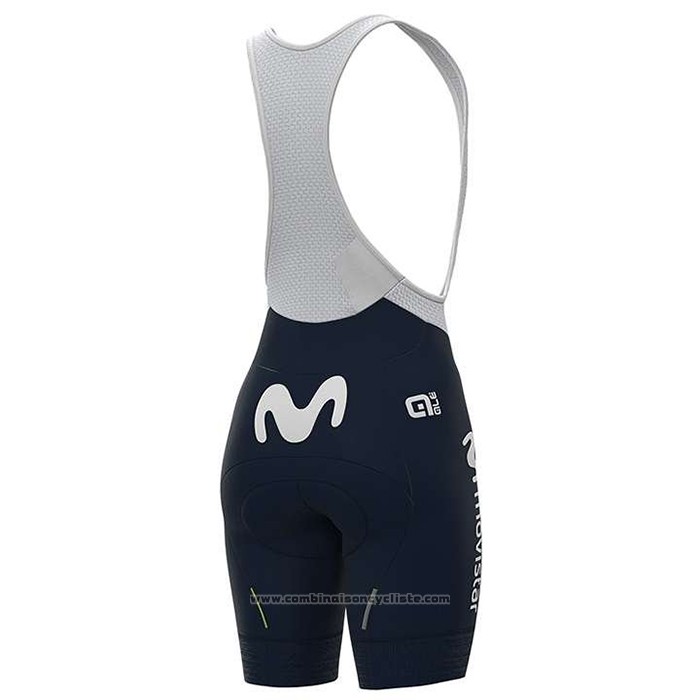 2020 Maillot Cyclisme Femme Movistar Blanc Bleu Manches Courtes et Cuissard