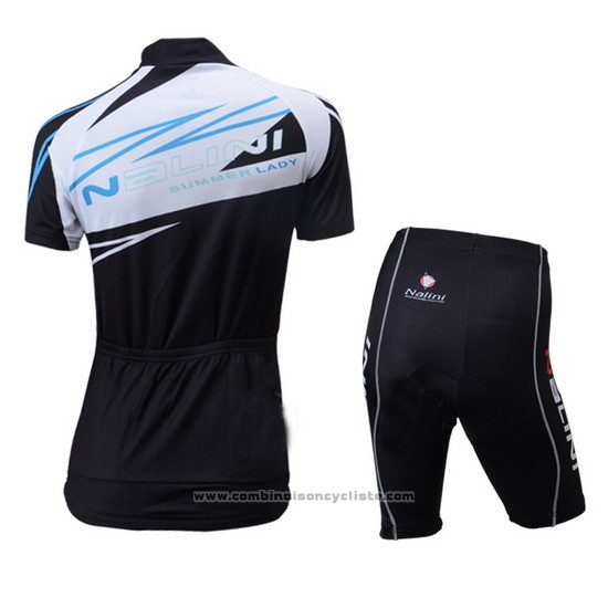 2014 Maillot Cyclisme Femme Nalini Blanc et Noir Manches Courtes et Cuissard