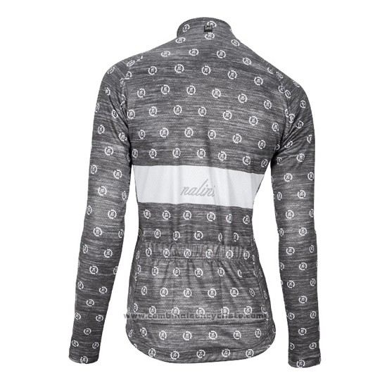 2016 Maillot Cyclisme Femme Nalini Blanc et Gris Manches Longues et Cuissard