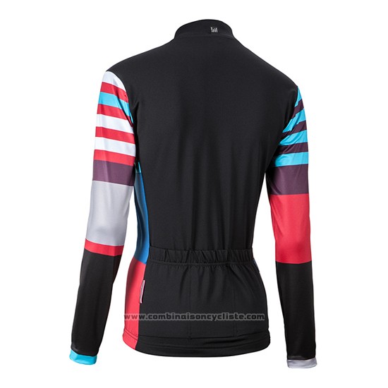 2016 Maillot Cyclisme Femme Nalini Noir et Rouge Manches Longues et Cuissard