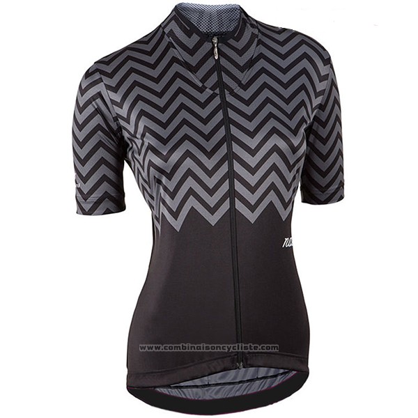2017 Maillot Cyclisme Femme Nalini Gris et Noir Manches Courtes et Cuissard