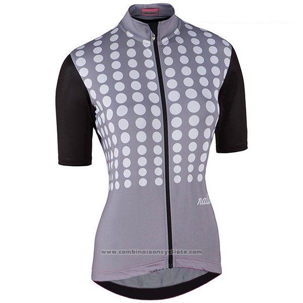 2017 Maillot Cyclisme Femme Nalini Optical Noir et Gris Manches Courtes et Cuissard