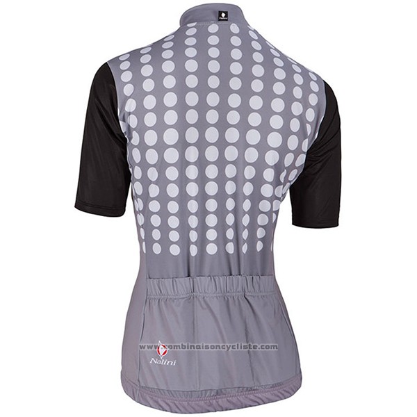 2017 Maillot Cyclisme Femme Nalini Optical Noir et Gris Manches Courtes et Cuissard