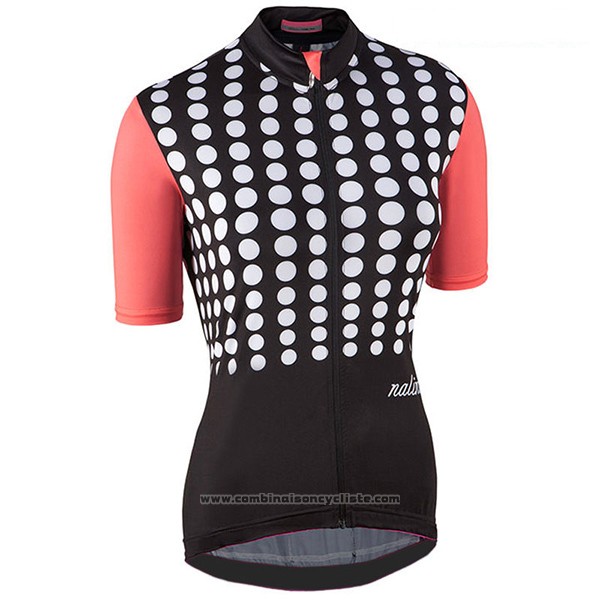 2017 Maillot Cyclisme Femme Nalini Optical Noir et Orange Manches Courtes et Cuissard