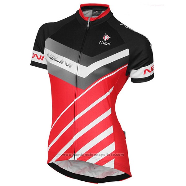 2017 Maillot Cyclisme Femme Nalini Rouge et Noir Manches Courtes et Cuissard