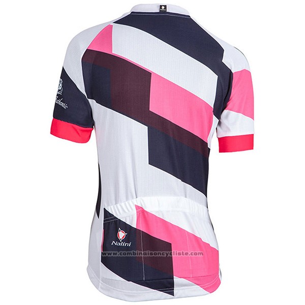 2017 Maillot Cyclisme Femme Nalini Stripe Rose et Noir Manches Courtes et Cuissard