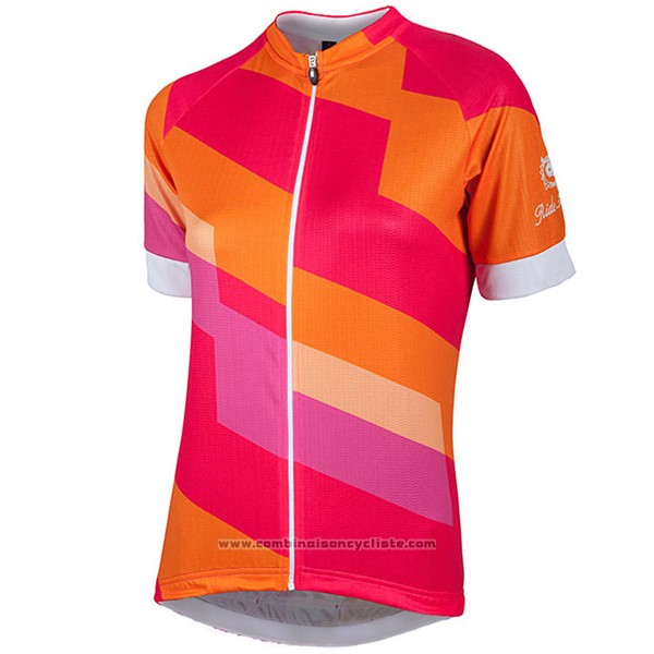 2017 Maillot Cyclisme Femme Nalini Stripe Rouge et Orange Manches Courtes et Cuissard