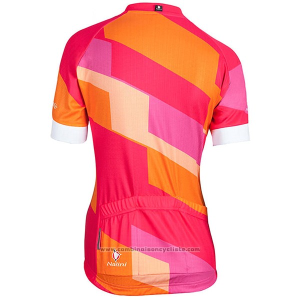 2017 Maillot Cyclisme Femme Nalini Stripe Rouge et Orange Manches Courtes et Cuissard