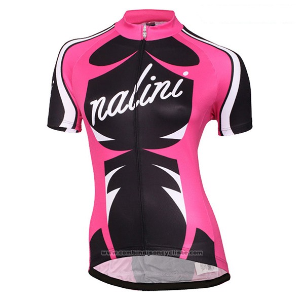 2017 Maillot Cyclisme Femme Nalini Verona Rouge et Noir Manches Courtes et Cuissard