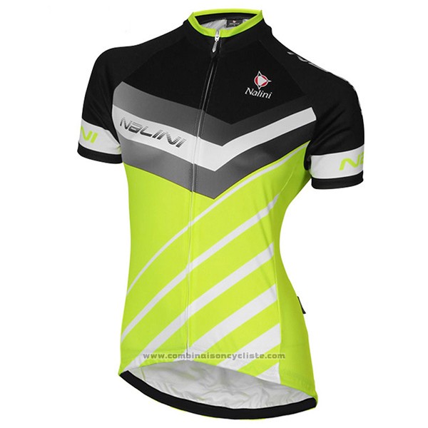 2017 Maillot Cyclisme Femme Nalini Zebrana Vert et Noir Manches Courtes et Cuissard