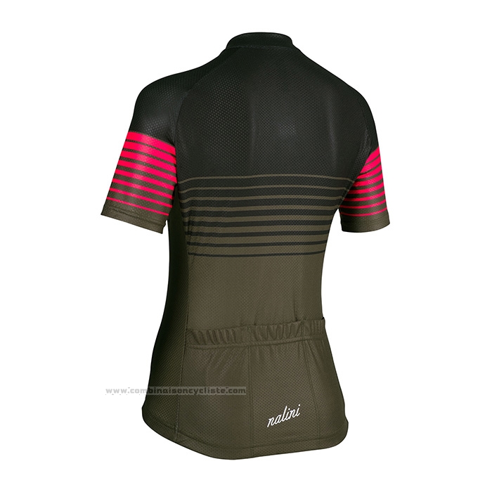2022 Maillot Cyclisme Femme Nalini Vert Noir Manches Courtes et Cuissard