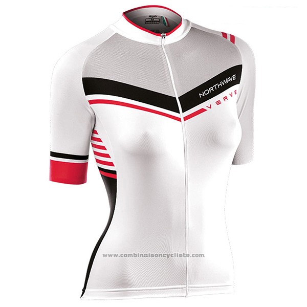 2017 Maillot Cyclisme Femme Northwave Blanc Manches Courtes et Cuissard